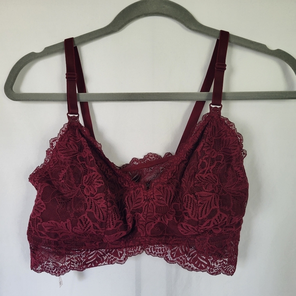 Auden L Maroon Lace Nursing Bra - Picture 2 of 11